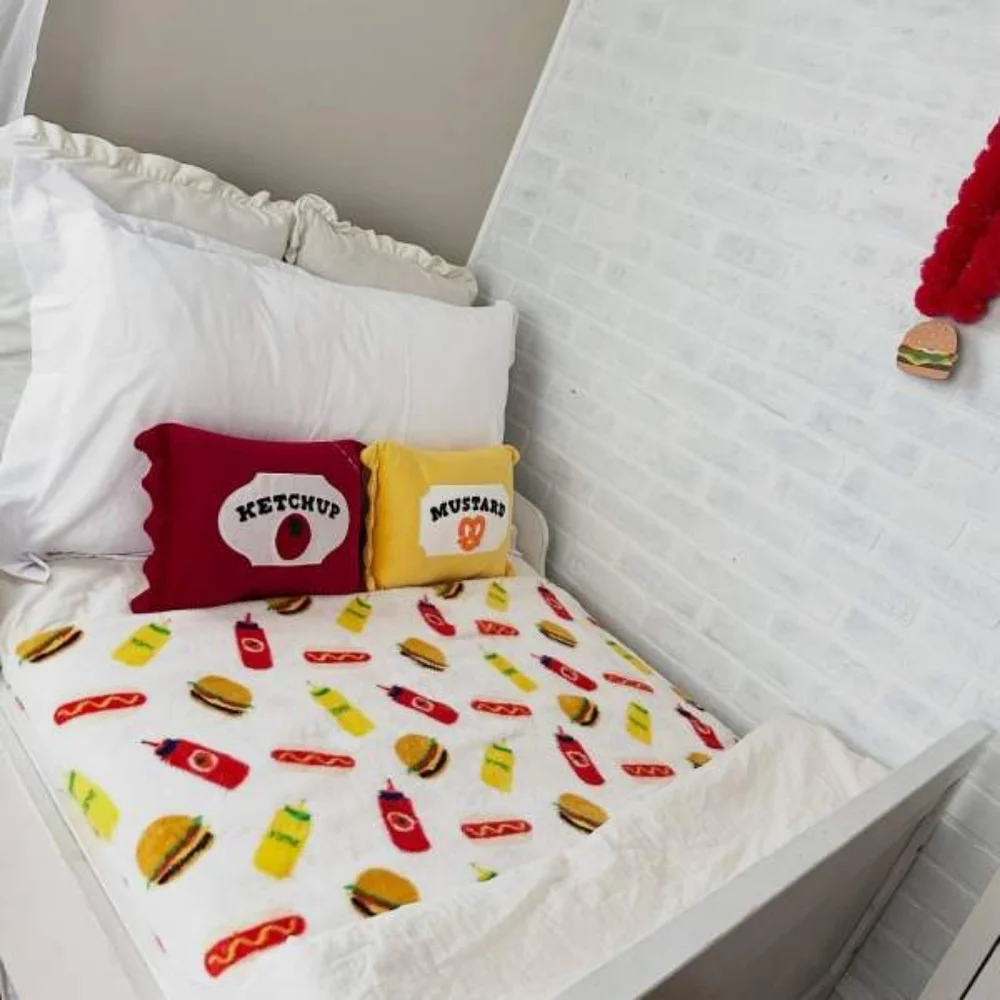 Ketchup Graphic Red Accent Pillow